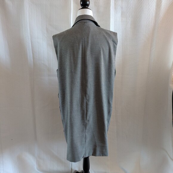 Zara Long Houndstooth Vest Pockets Belt Loops Size Large - Picture 4 of 11